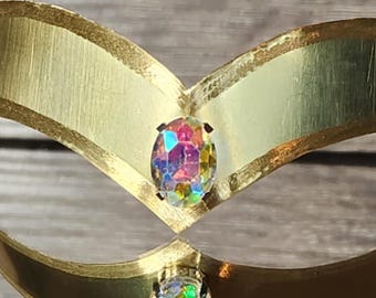 FAN MADE brass Sailor Saturn anime style tiara with faceted gemstone