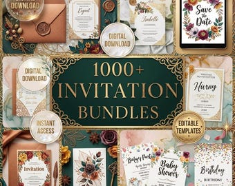 1000+ Editable Canva Invitation Templates Bundle (Wedding, Birthday) (Digital Download)
