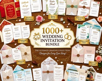 1000+ Wedding Invitation Bundle | Editable Canva Templates | Bridal Invite Suite | Instant Download