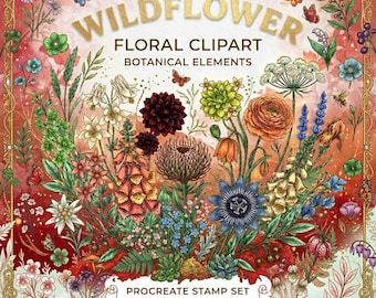 Wildflower Stamp Set: Botanical Floral Clipart Bundle (Digital Download)