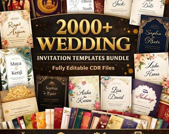 Wedding Invitation Bundle | Editable Canva Templates, Luxury Invites Pack (Digital Download)