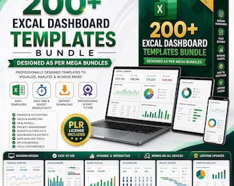 Paquete de 2000 plantillas de paneles de control de Excel / Análisis empresarial (Descarga digital)