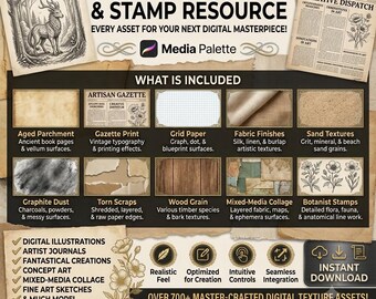 700+ druckbare Papier-Assets: strukturierte, gemusterte Hintergründe zum Basteln (digitaler Download)