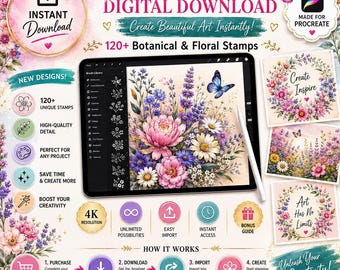 90+ Wildflower Procreate Stamps | Botanical Floral Elements (Digital Download)