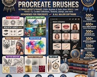 1700+ Procreate Brushes Bundle | Sketch, Ink, Watercolor, Texture (Digital Download)