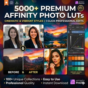 5000+ Affinity Photo LUTs – Cinematic & Vintage Presets Bundle