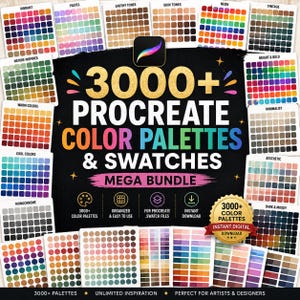 3000+ Procreate färgpaletter och färgprover, inspiration till digital konst (digital nedladdning)