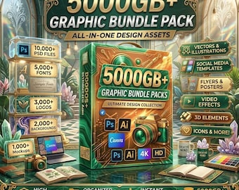 5000GB+ Graphic Design Bundle: 10,000+ Templates, Logos, Branding Kits (Instant Download)