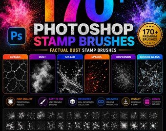 170 Fractal Dust Brushes: Procreate, Photoshop Abstract Texture Stamp Collection (Digital Download)