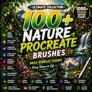 Nature Procreate Brushes Bundle: Organic Leaf, Floral, Texture Set (Digital Download)