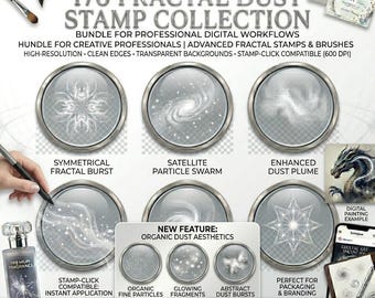 170 Fractal Dust Brushes: Procreate, Photoshop Abstract Texture Stamp Collection (Digital Download)