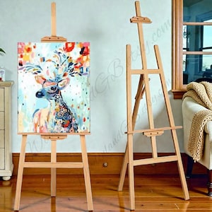 5FT Wooden Studio Easel Stand Adjustable Folding Display for Art & Weddings