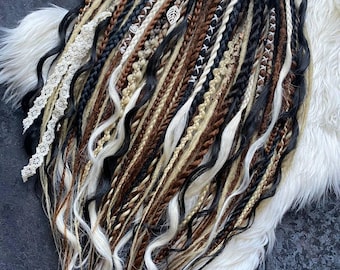 Earth Tone Dreads.Bohemian Dread Set.