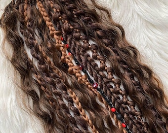 Brown Dreadlock Ponytail Extension.Festival Hair Accessory.