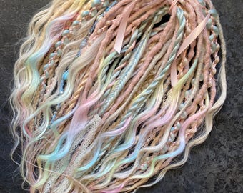 Pastel dreads with curls. DE-SE dreads.