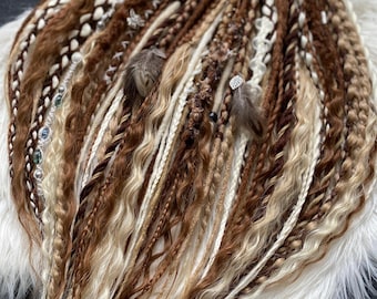 Boho DE Dread Extensions Set Brown Blonde White