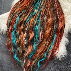 Boho Dreadlock Set – Teal & Copper Mix
