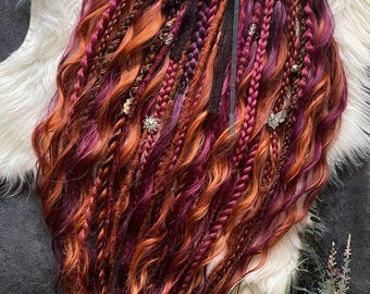 Wine & Copper Boho Dreads with Charms