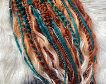 Synthetic Braided Dreads.Teal Ginger Blonde Dreads.