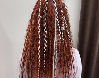 Dreadlock Ponytail Hair Clip with Curls in Copper Tones