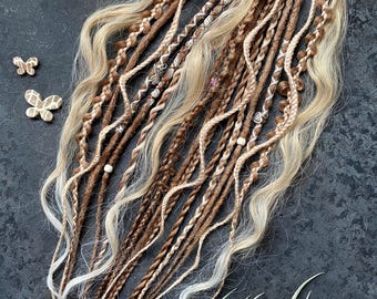 Boho Dreadlock Ponytail Blonde Brown Mix, Festival Hair Extension