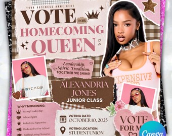 Homecoming Queen Flyer, Homecoming Flyer, homecoming campaign Flyer Vote Homecoming, HOCO Flyer, Vote for me Flyer, coming Flyer
