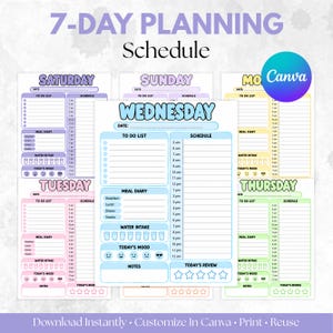 Editable Daily Planner Schedule | Printable, Digital PDF | To Do List, Daily Checklist, Task List, Work Day Schedule, Home, School