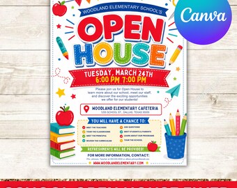 School Open House Flyer Printable Template Back to School Invitation PTA PTO School Event Flyer Meet The Teacher Instant Download Editable