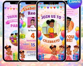 Invitación de cumpleaños animada de Gracie's Corner (descarga digital)