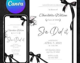 Graduation Party Invitation, Class of 2026 Invite, Blue Graduation Announcement, Self-Editable Digital Download, Printable Grad Card