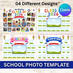 Plantilla editable de Canva para fotos escolares, marco de collage de fotos para profesores, tablero de recuerdos de clase para hacer tú mismo, recuerdo escolar imprimible, descarga digital.