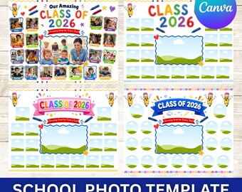 Editable Canva School Photo Template, Teacher Photo Collage Frame, DIY Class Memory Board, Printable School Keepsake, Digital Download
