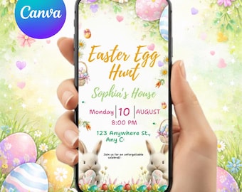 Invitación animada de búsqueda de huevos de Pascua, video de fiesta de primavera de Evite (descarga digital en PDF)