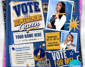 Homecoming Queen Flyer, Homecoming Flyer, homecoming campaign Flyer Vote Homecoming, HOCO Flyer, Vote for me Flyer, coming Flyer