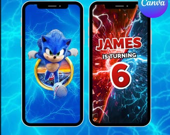 Invitación de cumpleaños animada de Sonic Racing (editable en Canva)