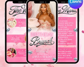 Animated Birthday Brunch Invitation: Editable Video Evite Template (Digital Download)