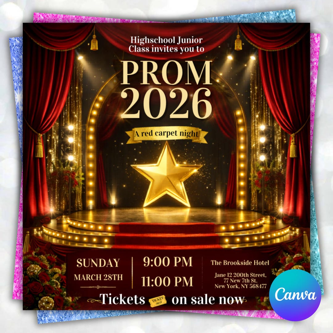 Prom Send off Flyer, DIY Prom Flyer, Prom Canva Template, Prom Send Off ...