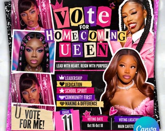 Homecoming Queen Flyer, Homecoming Flyer, homecoming campaign Flyer Vote Homecoming, HOCO Flyer, Vote for me Flyer, coming Flyer
