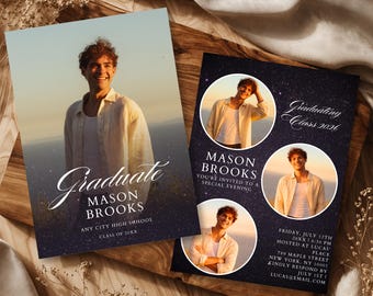 Graduation Invitation 2026 Template, Modern Graduation Announcement, Senior Graduation Party, Boys Graduation Party Invite