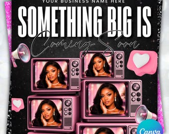 Folleto de lanzamiento de nuevo sitio web, folleto de próximamente, folleto de lanzamiento de nueva colección, estilista, técnico de pestañas, maquillador, técnico de uñas, boutique en línea