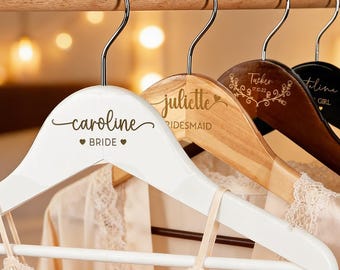 Personalized Wedding Hangers Bridal Party Hangers Custom Name Engraved Wood Hanger Wedding Hangers Bridesmaid Hangers Wedding Gift