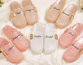 Personalized Bridal Jelly Slipper,Custom Bride & Bridesmaid Slippers,Bachelorette Party Slippers,Bridesmaid Proposal,Bachelorette Party Gift