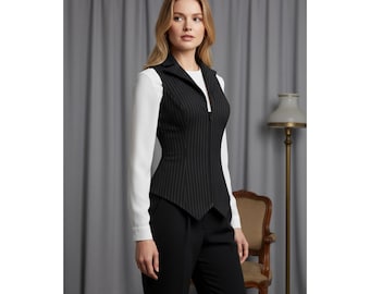 Women Black Striped Overbust Corset Lace Up Zip Bustier Gothic Body Shaper Top