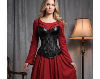 Women Gothic Leather Corset Top Bustier Push Up Lingerie Body Shaper Plus Size