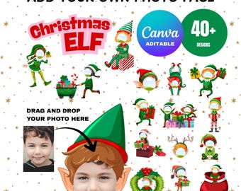 Wkładka do zdjęć Elfa, szablon Canva do projektu świątecznego DIY