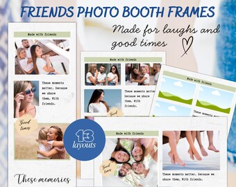 Ramki do fotobudki „Przyjaciele”, czysty szablon fotobudki, fotobudka na imprezę, edytowalny szablon Canva