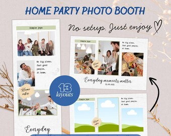 Szablon fotobudki na imprezę domową, 13 układów Canva (do pobrania w wersji cyfrowej)