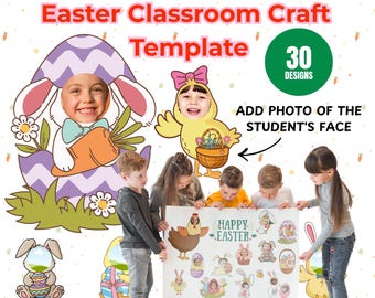 Szablon Canva ze zdjęciem Króliczka Wielkanocnego, zajęcia dla dzieci w klasie (30 wzorów)