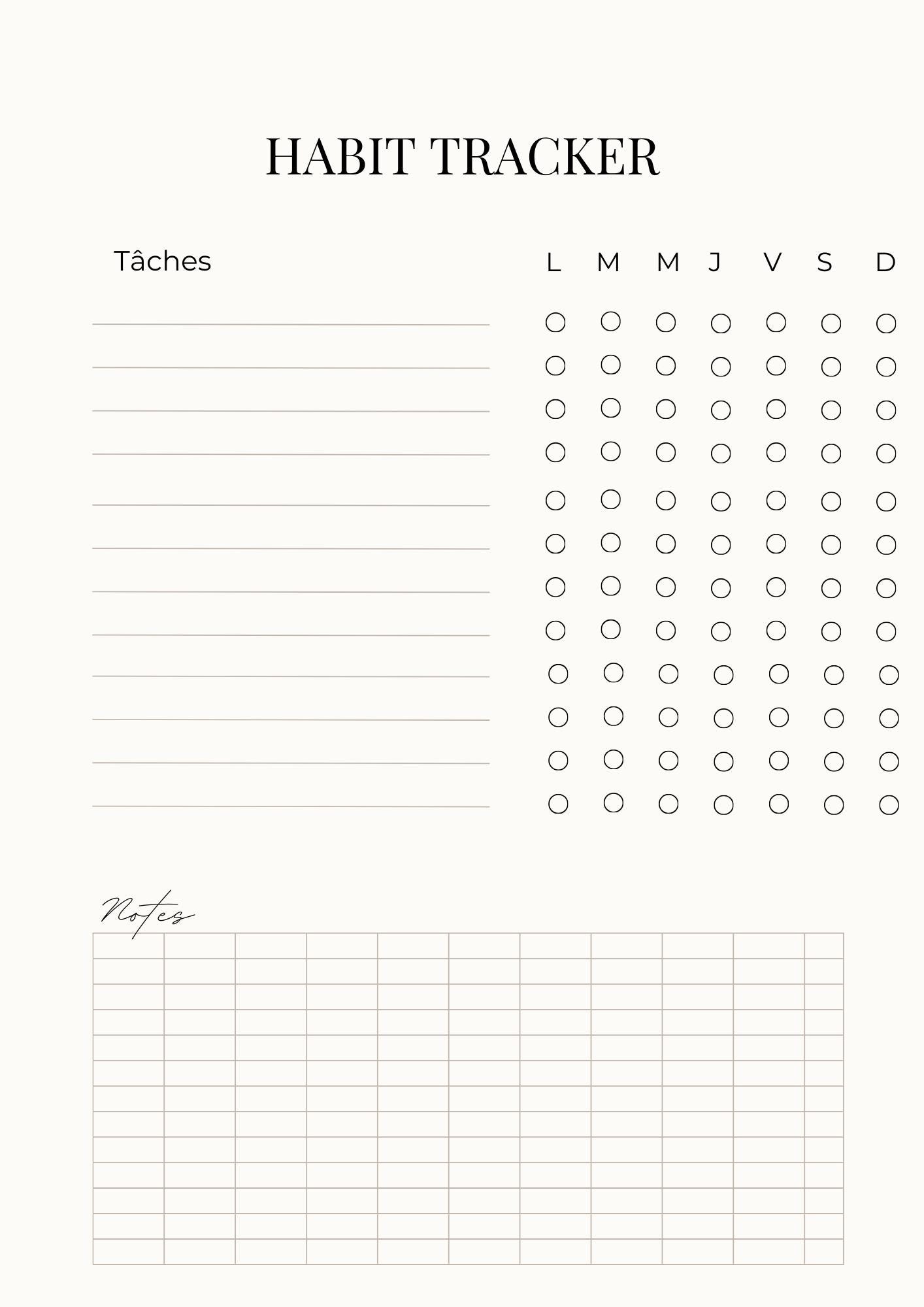 Minimalist Habit Tracker – Printable PDF Beige | Weekly Habit Tracker ...