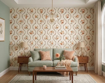 Vintage Damask Wallpaper Peel and Stick Wallpaper Non Woven Mural